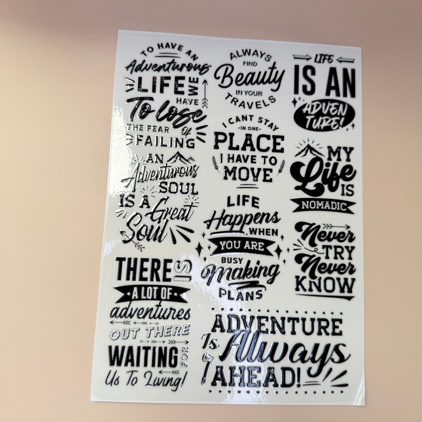 Sheet of black text on a beige background