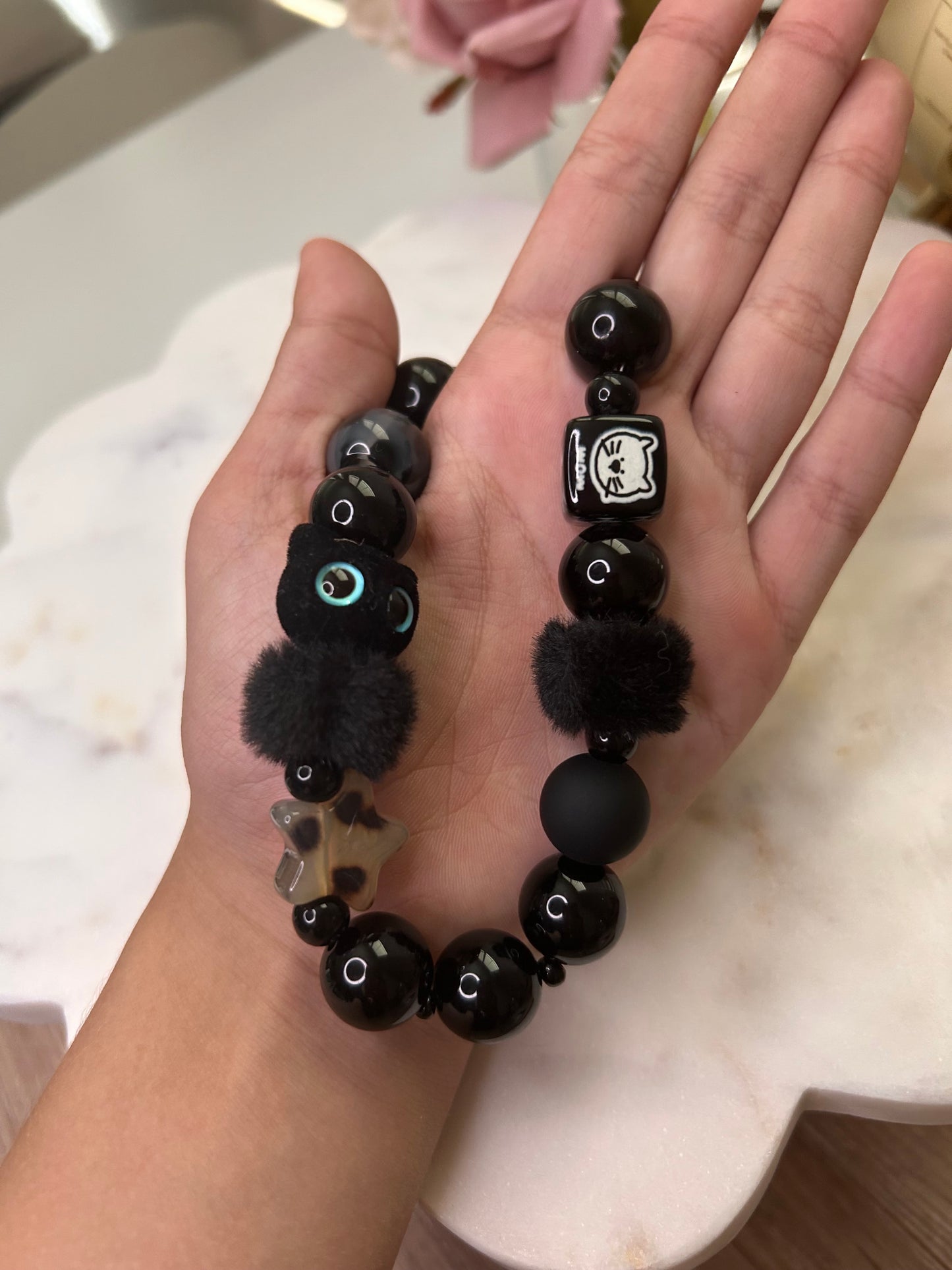 Black Keychain With Cat